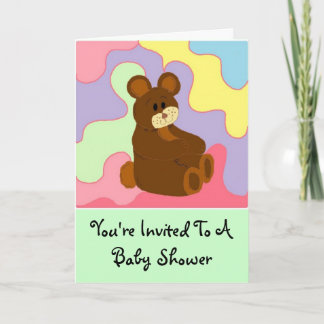Bear With Multi Colors Invitation