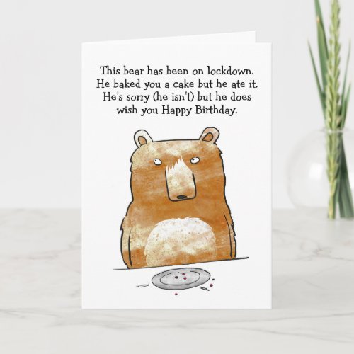 Bear with no cake birthday card