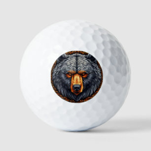 Bear with Ornate Floral Decor Golf Balls