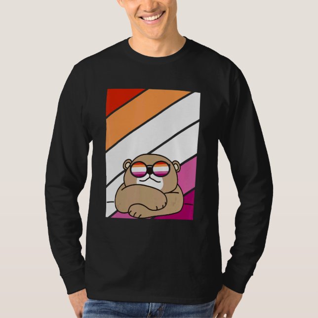 Bear With Pride Lesbian Flag LGBTQ Proud Ally Prid T-Shirt (Front)