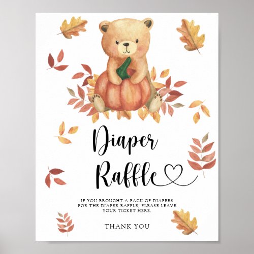 Bear with pumpkin _ diaper raffle poster