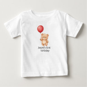Bear with Red Balloon Party Hat Cute Baby T-Shirt