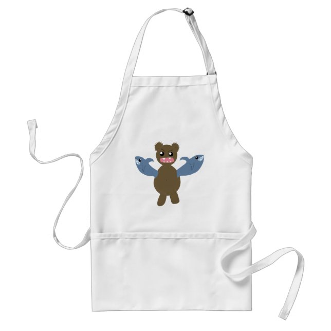 Bear With Sharks For Arms Adult Apron (Front)