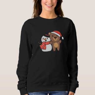 Bear With Snowman In Winter For Christmas Sweatshirt