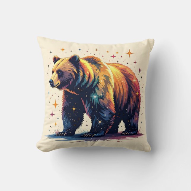Bear with Stars Throw Pillow (Front)