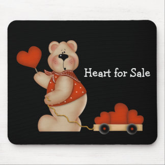 Bear with Wagon of Hearts - Heart for Sale Mouse Pad