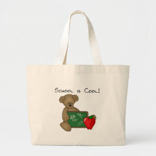 Bear with Writing Board School is Cool Large Tote Bag