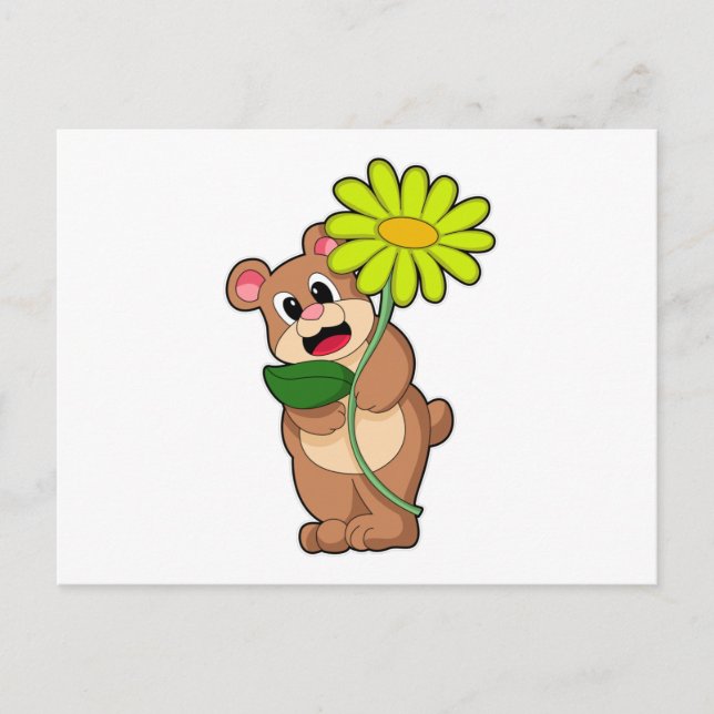 Bear with yellow Flower Postcard (Front)
