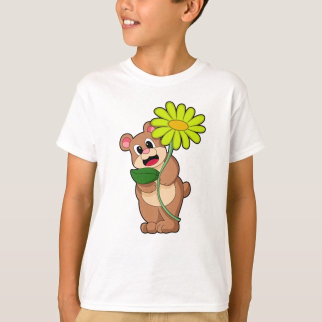 Bear with yellow Flower T-Shirt (Front)