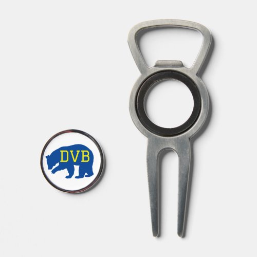 Bear with Yellow Initials Divot Tool Bottle Opener