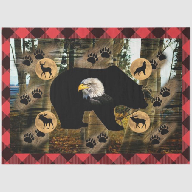 Bear Wolf Elk Moose Deer Eagle Tissue Paper (Front)