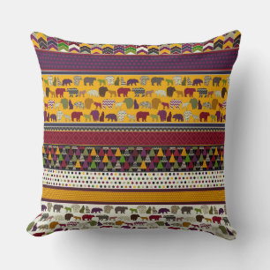 bear wolf geo stripe throw pillow