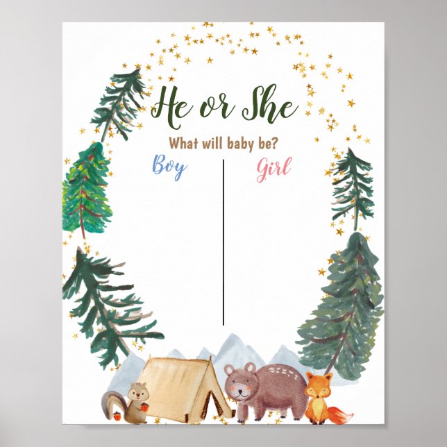 Bear Woodland Animal Camper Voting Board Poster (Front)