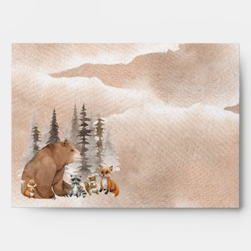 Bear Woodland Animals Boy Baby Shower Envelope