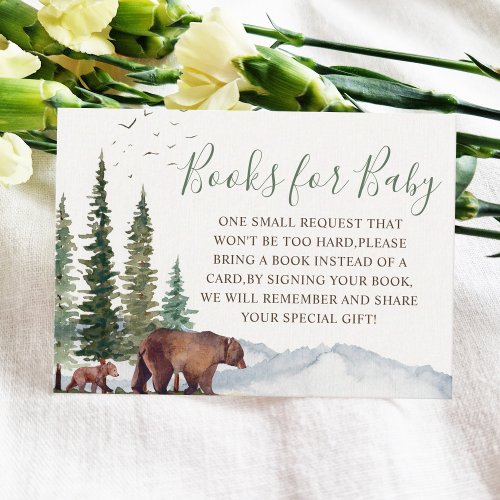  Bear Woodland Baby Shower Book Request  Enclosure Card