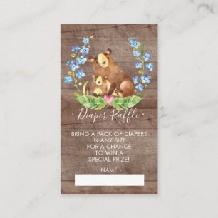 Bear Woodland Baby Shower Diaper Raffle Ticket Enclosure Card