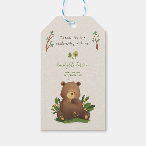 Bear  Woodland Forest Animal Rustic Illustration Gift Tags