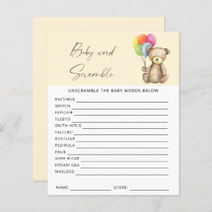 Bear - Word scramble baby shower game