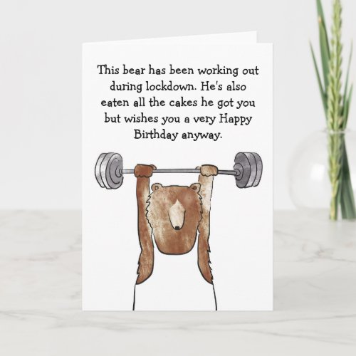 Bear working out birthday card