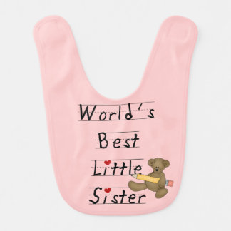 Bear World's Best Little Sister Pink Bib
