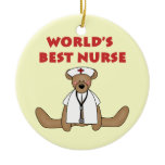 Bear World's Best Nurse T-shirts and Gifts Ceramic Ornament