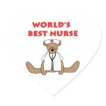 Bear World's Best Nurse T-shirts and Gifts Heart Sticker