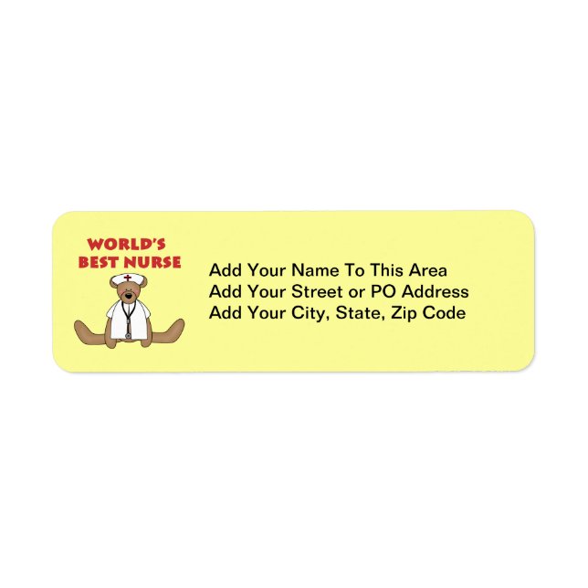 Bear World's Best Nurse T-shirts and Gifts Label (Front)