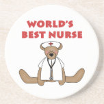 Bear World's Best Nurse T-shirts and Gifts Sandstone Coaster