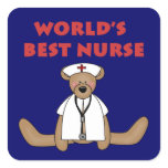 Bear World's Best Nurse T-shirts and Gifts Square Sticker