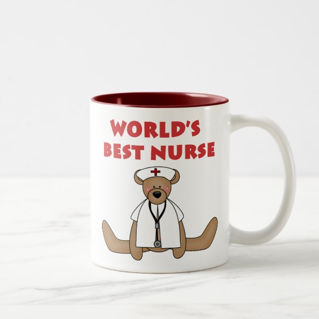 Bear World's Best Nurse T-shirts and Gifts Two-Tone Coffee Mug (Right)