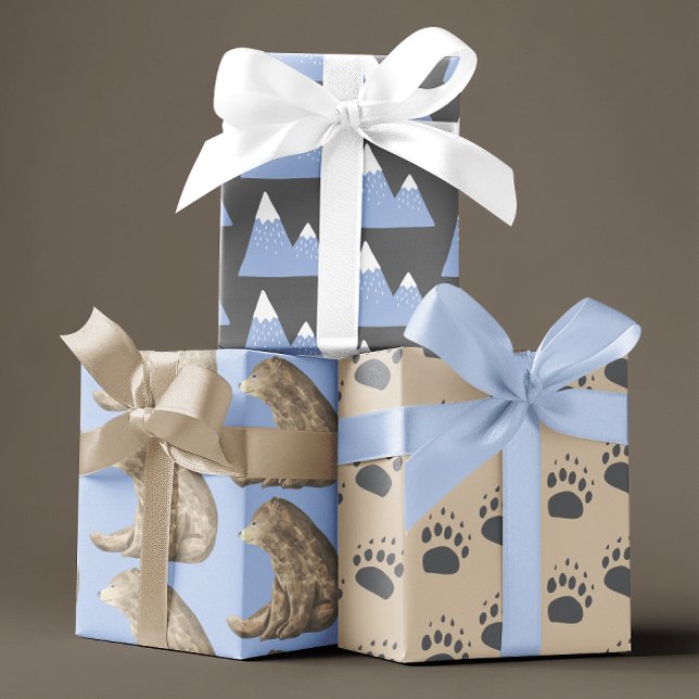 Bear Wrapping Paper Set  (These adorable bear and mountain wrapping paper sheets would make a great addition to any gift! )
