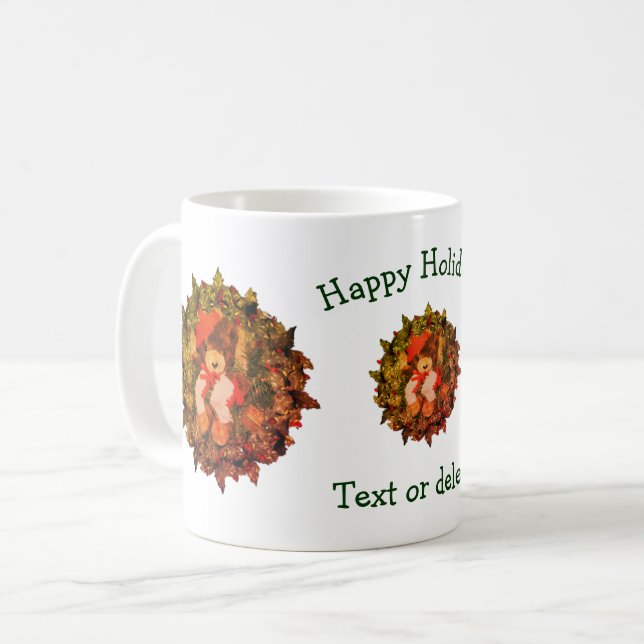 Bear Wreath Personalized Christmas Holiday  Coffee Mug (Front Left)