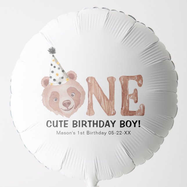 Bear-y Cute 1st Birthday Balloon ONE Cute Birthday (Front)