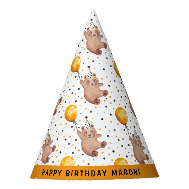 Bear-y Cute 1st Birthday Party Hat – Teddy Bear  (Front)