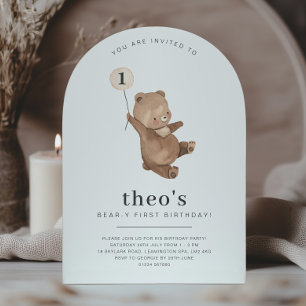 Bear-y First Birthday Arch Invitation