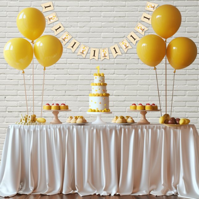 Bear-y First Birthday Gender Neutral Yellow Bear Bunting Flags (Creator Uploaded)