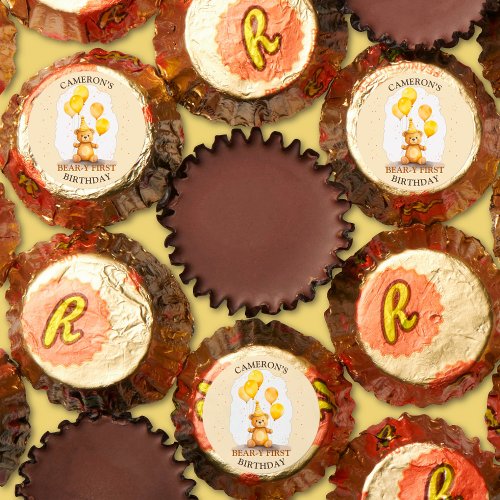 Bear_y First Birthday Gender Neutral Yellow Bear Reeses Peanut Butter Cups