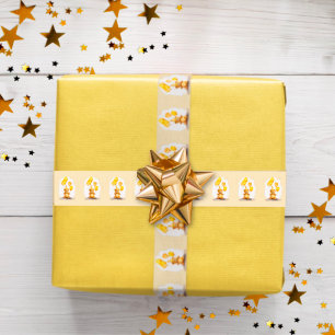 Bear-y First Birthday Gender Neutral Yellow Bear Satin Ribbon