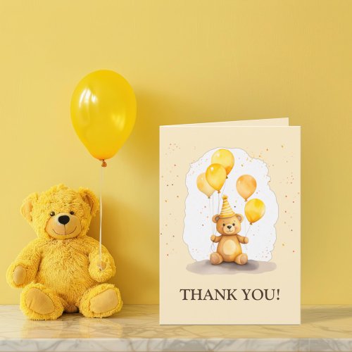 Bear_y First Birthday Gender Neutral Yellow Bear Thank You Card