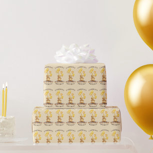 Bear-y First Birthday Gender Neutral Yellow Bear Wrapping Paper