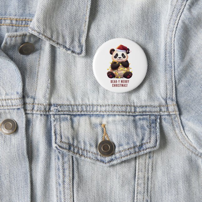 Bear-y Merry Christmas! Playful Panda Button (In Situ)