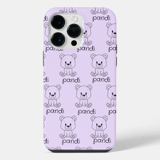Bear-y Personalized: Customizable Light Purple  iPhone Case (Back)