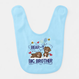 Bear-y Very Big Brother Sibling Pun Baby Bib