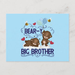 Bear-y Very Big Brother Sibling Pun Postcard