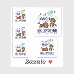 Bear-y Very Big Brother Sibling Pun Sticker