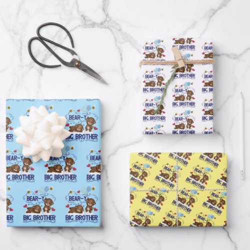 Bear_y Very Big Brother Sibling Pun Wrapping Paper Sheets