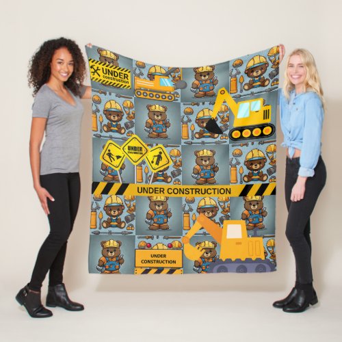 Bear Yellow Construction Enthusiast Fleece Blanket