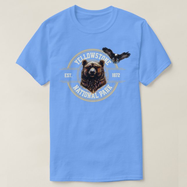 Bear Yellowstone National Park Eagle T-Shirt (Design Front)