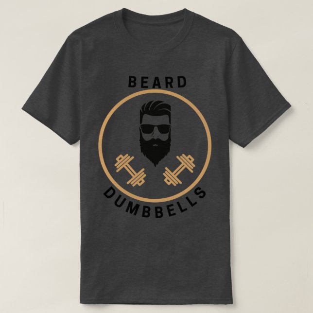 Beard and Dumbbells T-Shirt (Design Front)