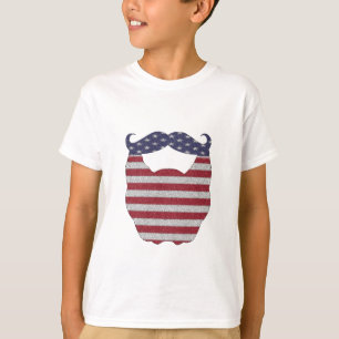 Beard And Mustache American Flag T-Shirt